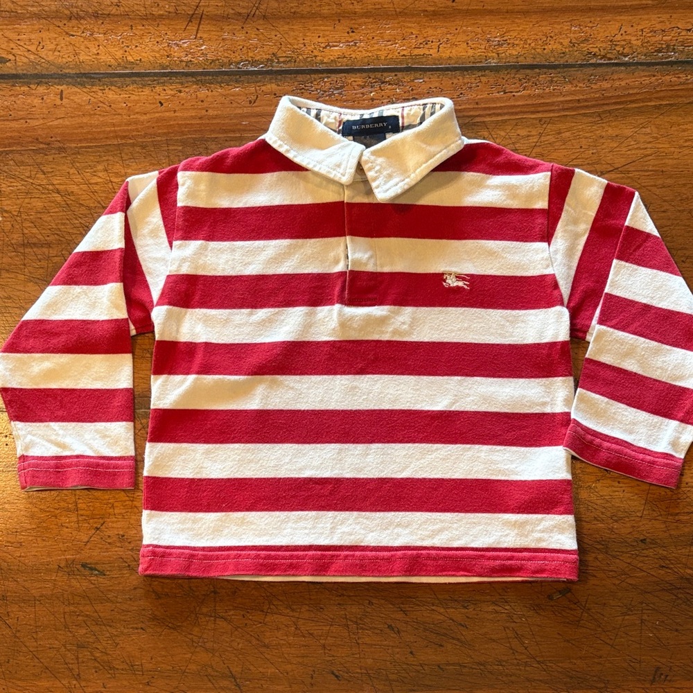 BURBERRY | Kids Polo in Red and White Stripes | size 2